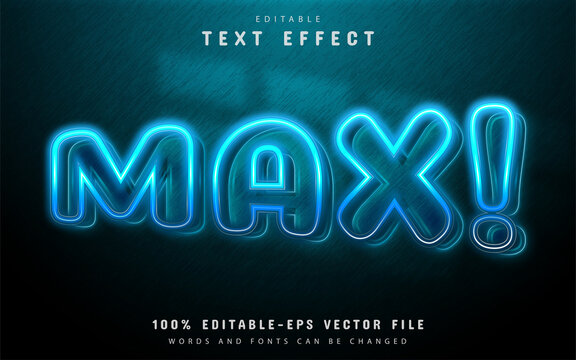 Max blue neon style text effect editable
