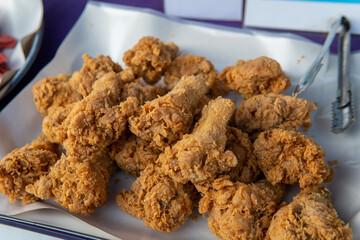 Breaded friend chicken at night market in Northern Thailand