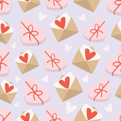 Cute seamless pattern for Valentine's day. Background for gift boxes, stickers, design, diary, planner, wrapping paper, wallpapers, textiles, papers, fabrics, web pages