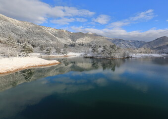 冬景色と湖