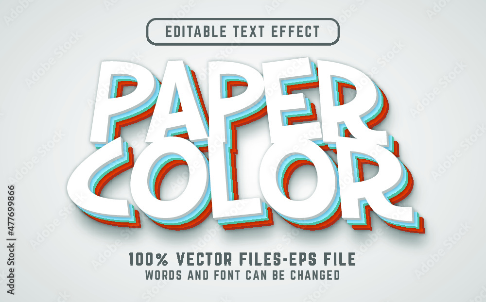 Poster paper color text effect premium vectors. editable text effect