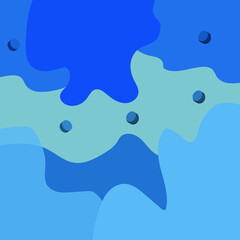 Wavy blue abstract background with three dimensional shape