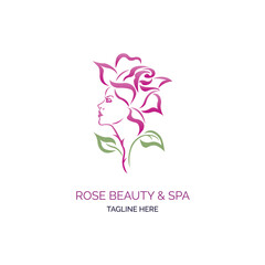 Rose woman beauty and spa logo template design for brand or company
