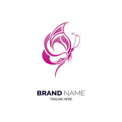 butterfly line style logo design template for brand salon spa or company and other