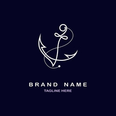 anchor line logo icon template design for brand or company and other