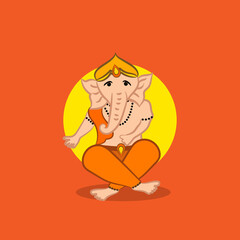 Cute Little Lord Ganesh Vector Illustration