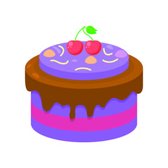 Abstract Flat Cartoon Christmas Cake Sweet Xmas Happy New Year Vector Design Style Element Isolated Protection Concept