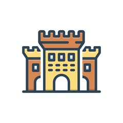 Color illustration icon for castle