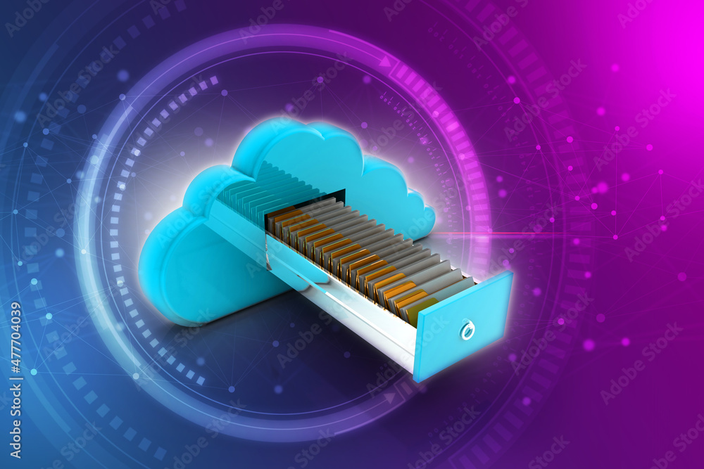 Poster 3d rendering cloud folder network