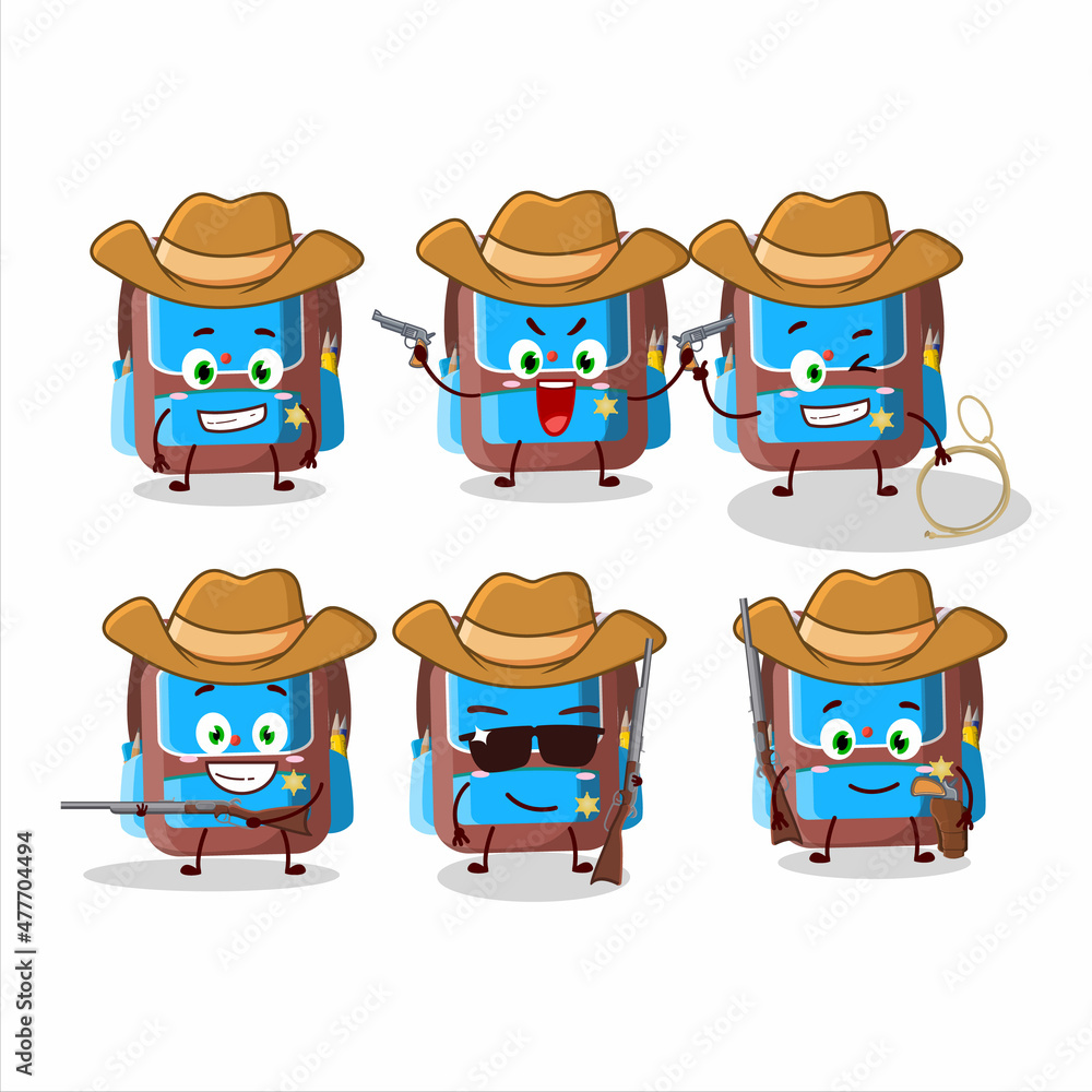 Canvas Prints cool cowboy backpack children cartoon character with a cute hat