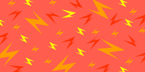 Abstract background with cute cartoon thunder. Modern orange background with colored pattern zigzags thunderbolt vector illustration. EPS 10