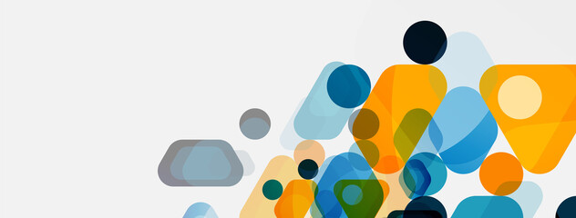 Color bubbles and rounded geometric shapes on white. Vector geometric minimal abstract background for wallpaper, banner, background, landing page