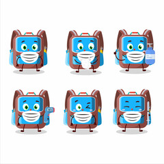 A picture of backpack children cartoon design style keep staying healthy during a pandemic