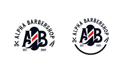 Fototapeta na wymiar Barbershop logo initial A and B