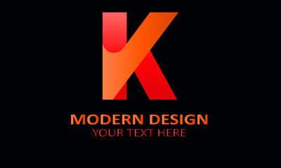 Alphabet k modern shape abstract monogram vector logo template