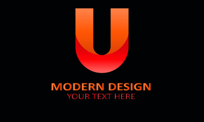 Alphabet u modern shape abstract monogram vector logo template