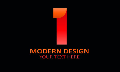 Number 1 modern shape abstract monogram vector logo template