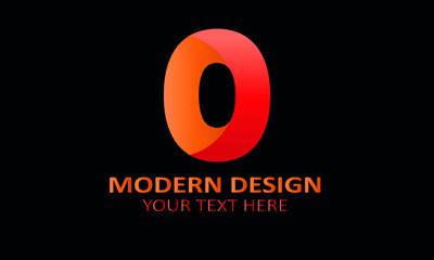 Number 0 modern shape abstract monogram vector logo template