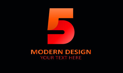 Number 5 modern shape abstract monogram vector logo template