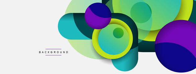 Obraz premium Vector round shapes circles minimal geometric background. Vector illustration for wallpaper banner background or landing page