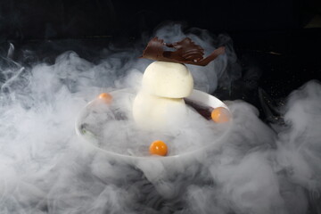 fruit jelly with panna cotta and chocolate