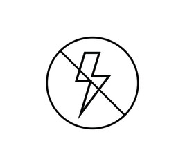 Electrical hazard sign. No lightning or thunder flat icons. High voltage sign. Caution warning and Danger symbol. Vector illustration.