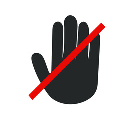 Do not touch hand icon. Prohibiting sign. Sign of the stop flat design. Vector Illustration