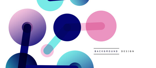 Line points connections geometric abstract background. Circles connected by lines. Trendy techno business template for wallpaper, banner, background or landing