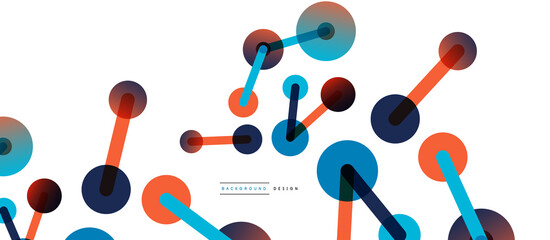 Abstract background. Round dots connected by lines. Trendy techno business template for wallpaper, banner, background or landing