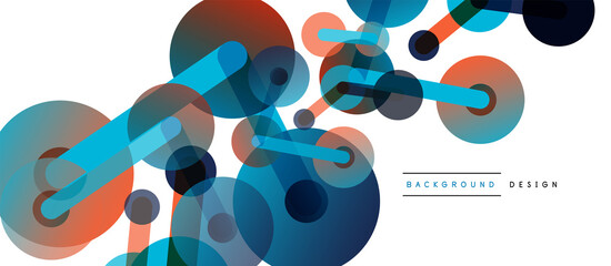 Abstract background. Round dots connected by lines. Trendy techno business template for wallpaper, banner, background or landing