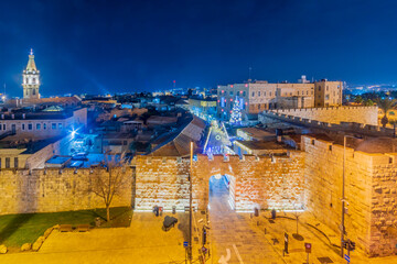 New gate, with Christmas tree and lights, Jerusalem