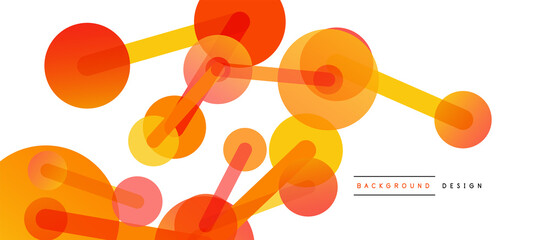 Abstract background. Round dots connected by lines. Trendy techno business template for wallpaper, banner, background or landing