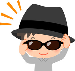 サングラスをかけ帽子を被る男性