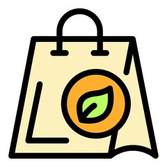 Bio bag icon. Outline bio bag vector icon color flat isolated