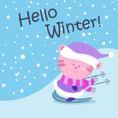 Winter illustration with cute animal 4