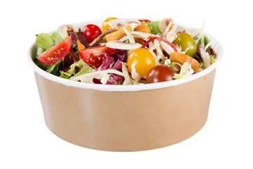 Poster carton takeaway bowl with fast food salad © OceanProd