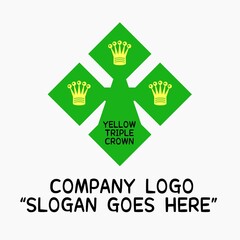 Yellow triple crown logo on isolated background. Company logo, slogan goes here.