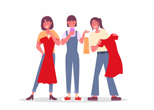 Group of girl matching dress vector 