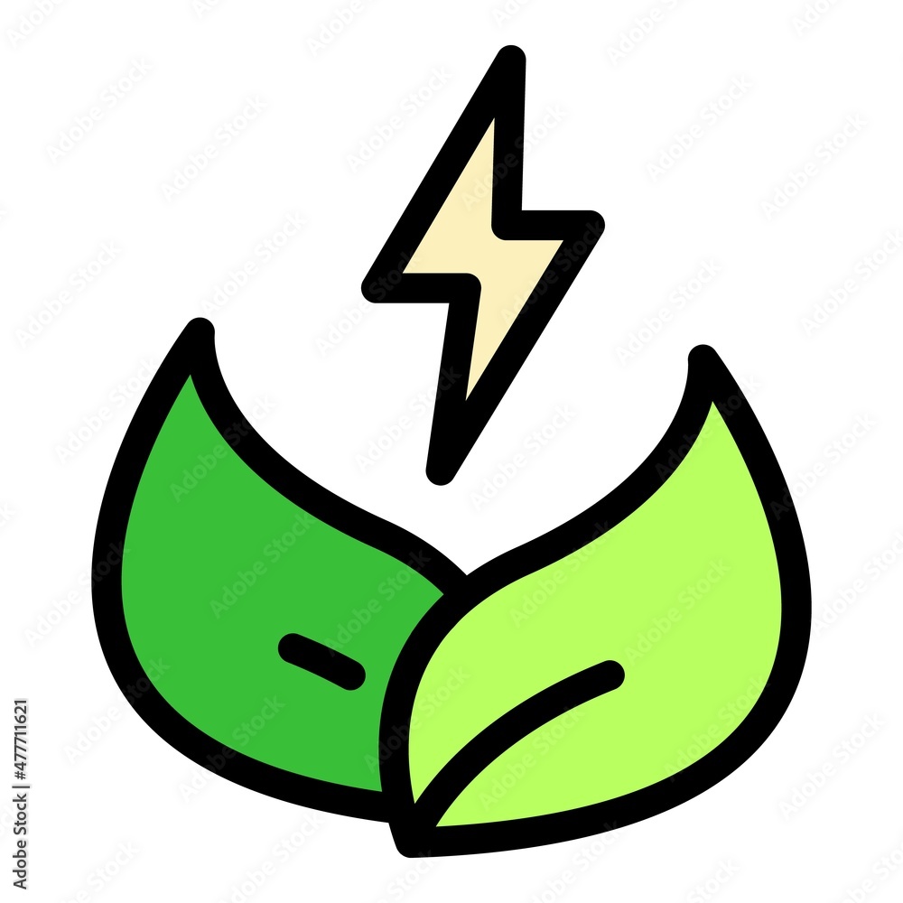 Canvas Prints Leaf natural energy icon. Outline leaf natural energy vector icon color flat isolated - Canvas Prints