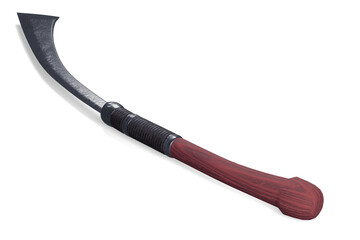 Traditional Filipino weapons curved sword panabas on white background 3d illustration