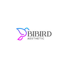 Flat letter BIBIRD AESTHETIC color logo design