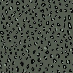Abstract modern leopard seamless pattern. Animals trendy background. Green and black decorative vector stock illustration for print, card, postcard, fabric, textile. Modern ornament of stylized skin