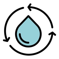Circle drop water icon. Outline circle drop water vector icon color flat isolated