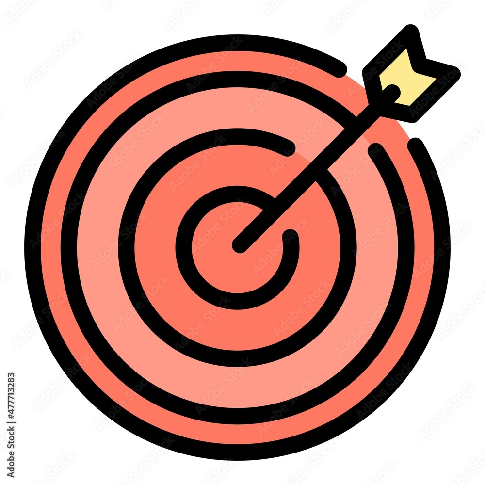 Poster target arrow icon. outline target arrow vector icon color flat isolated