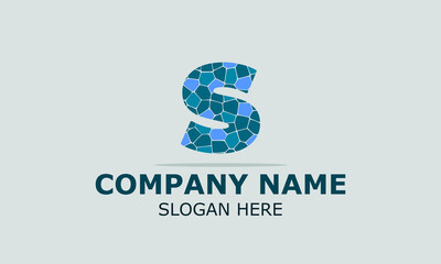 Abstract vector logo letter k with blue stones in gray background . modern logo design template.