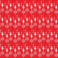 illustration, Seamless winter Christmas patterns for design packaging paper, postcards, textiles. Pattern with pine tree image. red color