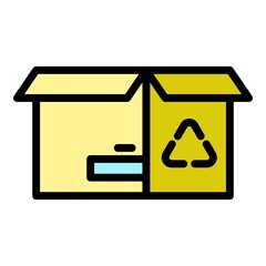 Eco carton pack icon. Outline eco carton pack vector icon color flat isolated