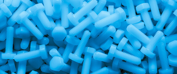 plastic screws, macro photo, background or texture