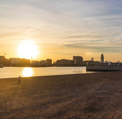Fototapeta premium Dubai, UAE - 12.20.2021 Cityscape at the sunset. City