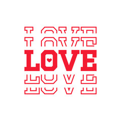 Love mirrored letters design. Valentines day concept tshirt designs